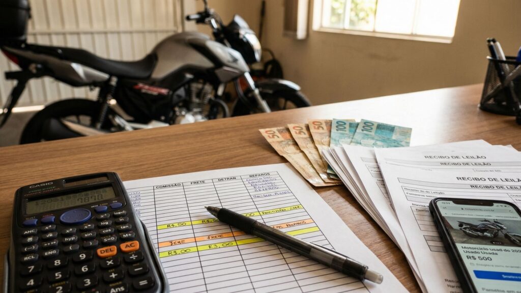 Margem de Lucro na Revenda de Moto de Leilão: Todos os Custos Revelados