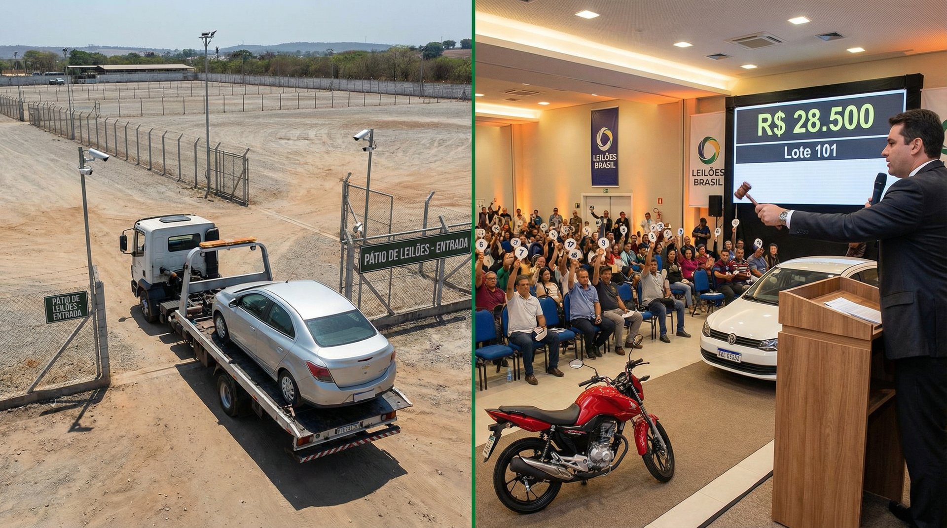 Processo de retomada de veículo financiado até o arremate em leilão com guincho e leiloeiro