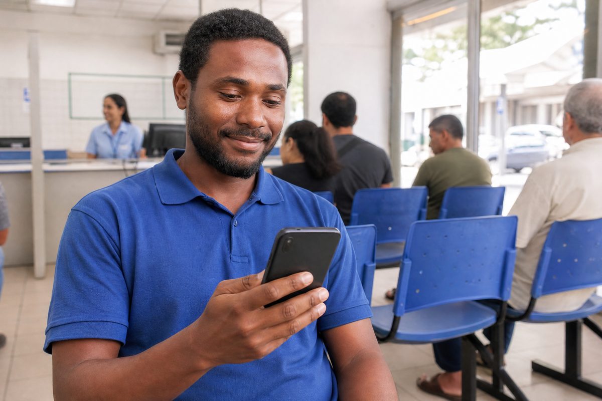 Candidato agendando o reteste gratuito da prova prática pelo celular