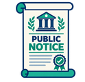 Ícone de edital oficial com prédio de órgão público