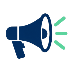 Ícone de megafone representando anúncio pago em rede social